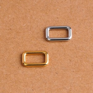 Anillo rectangular para correas de bolsos, conector de bucle de cincha de acero inoxidable (15 mm)