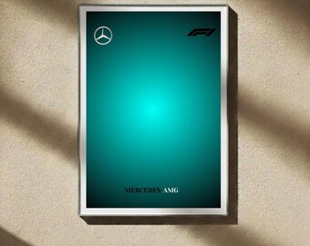 Póster digital de Mercedes-AMG F1 | Arte mural compatible con Lego Technic 42171 | Póster verde petróleo, decoración, regalo de Navidad