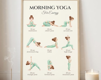 Morning Yoga Routine Poster | Calm Mind, Daily Stretches (Digital Download)