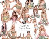 Fitness Boss Babe Clipart, Wellness & Healthy Lifestyle Women, Workout Journal Design (Digital Download)