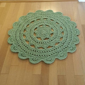 Crochet Mandala Rug, sage green
