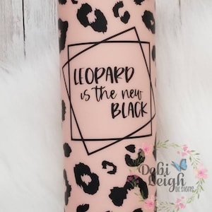 20 oz Stainless Steel Tumbler with lid and straw, vintage blush, leopard print, matte finish