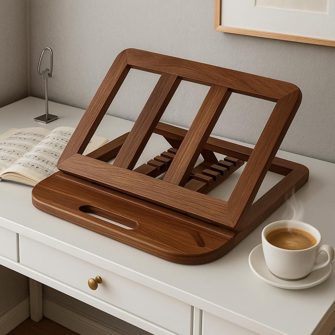 Foldable Solid Wood Book & Laptop Stand – Adjustable Reading Holder ...