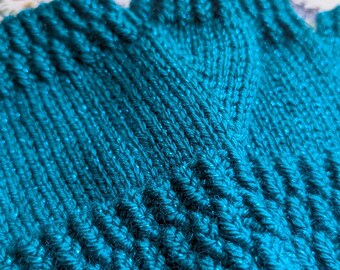 Teal Sparkle Hand-Knit Fingerless Gloves - Cozy & Chic