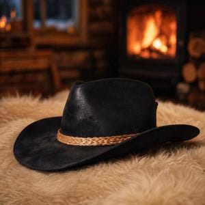 Real Cowhide Cowboy Hat – Hair On Hide Western Hat – Cow Print Ranch Rodeo Hat – Handmade Leather Festival Hat for Men Women