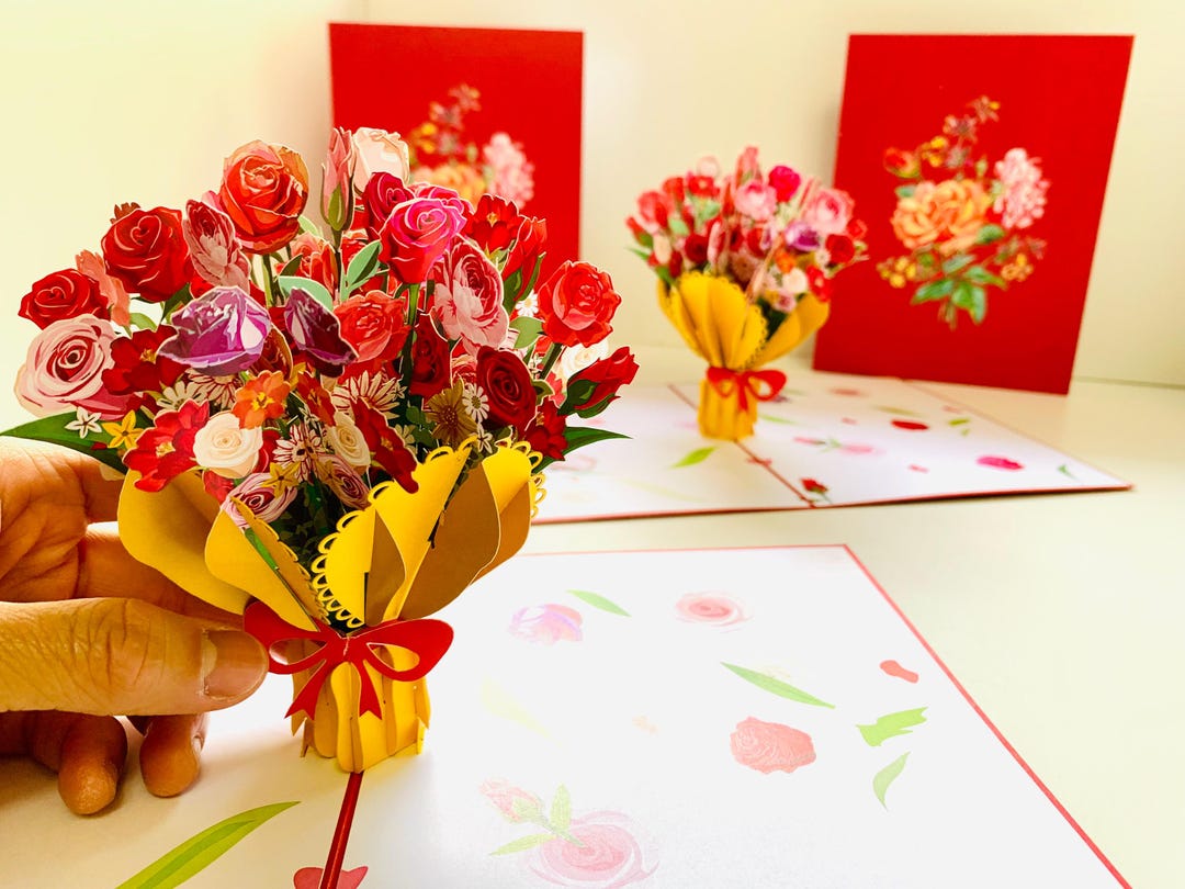 Sweetheart Flower Bouquet Happy Birthday 3D Pop up Greeting Card ...