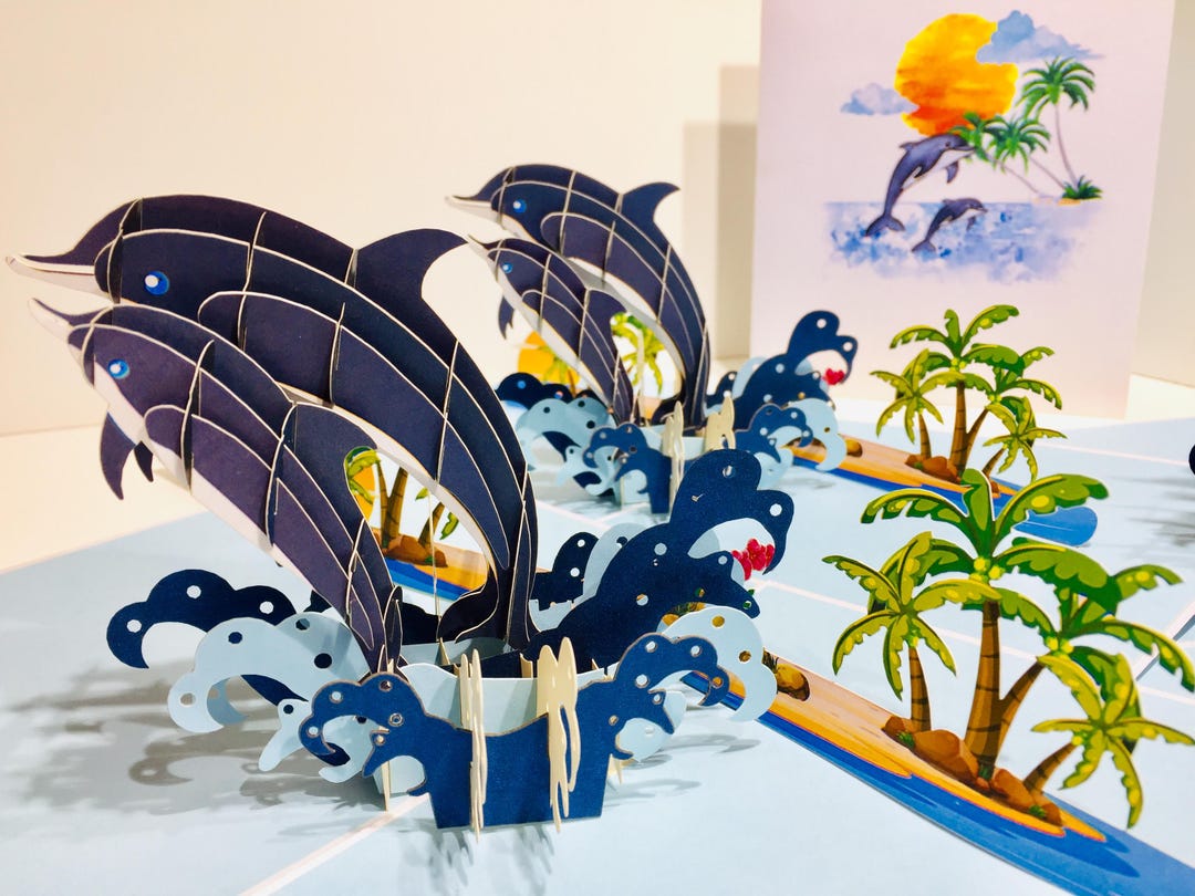 Mother & Baby Dolphins Happy Birthday 3D Pop up Greeting Card - for ...