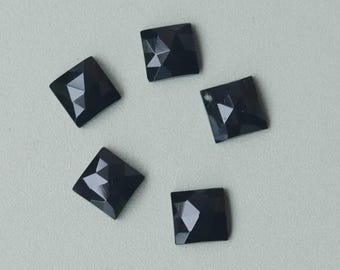 Ónix negro AAA+ de corte rosa cuadrado: piedra preciosa cuadrada suelta, para joyería (5 mm-25 mm)