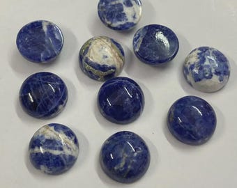 Natural Sodalite Round Cabochon: Calibrated Loose Gemstone, Jewelry Making 5mm to 20mm