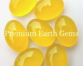 Yellow Chalcedony Oval Cabochon | AAA+ Loose Gemstone (5x7mm–20x30mm)