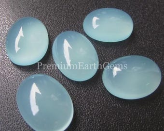 AAA+ Aqua Chalcedony Cabochon | Natural Oval Gemstone (5x7mm–20x30mm)