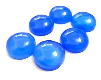 Cabujón redondo de calcedonia azul de calidad AAA+ / Piedra preciosa suelta calibrada de 5 mm a 30 mm para la fabricación de joyas