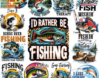 Funny Fishing Quotes PNG Bundle | Fisherman Dad Designs (Digital Download)