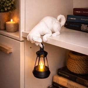Hund Lampe mit Laterne LED Nachtlicht – 3D gedruckt – Hund Deko Geschenk – Wohnzimmer Licht modern – Tier Lampe Geschenkidee