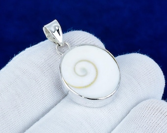 Sterling Silber Shiva Auge Muschel Anhänger, handgemachter Edelstein Schmuck
