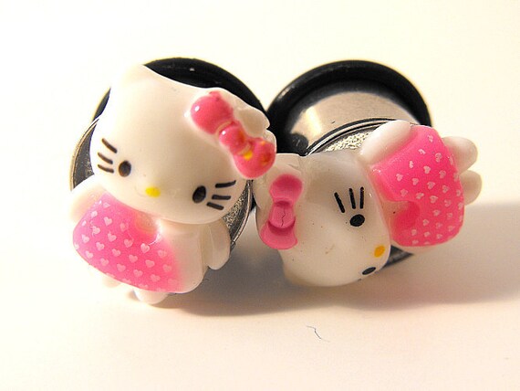 Items Similar To Hello Kitty Plugs Gauges Embedded Resin