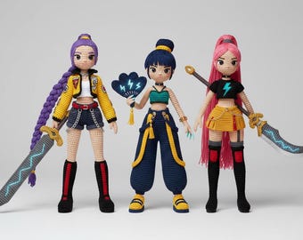 KPop Demon Hunters Bundle: Mira, Zoey and Rumi crochet patterns