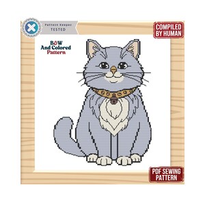 Kat kruissteekpatroon – Elegant kattenborduurontwerp (digitale pdf-download)