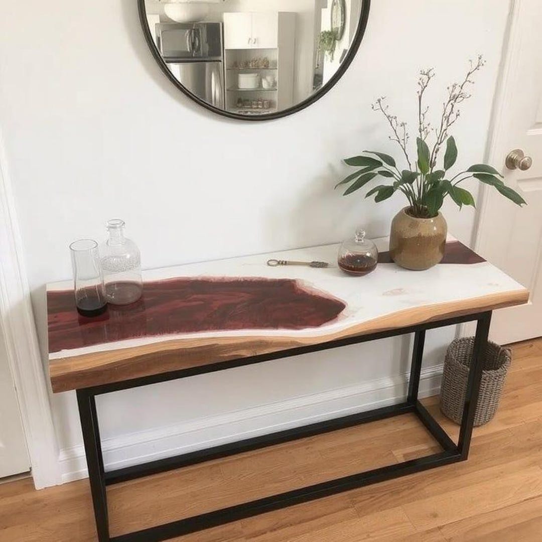 Handmade Live Edge Console Table | Wooden Narrow Entryway Table With ...