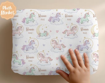 Manta personalizada con nombre para niñas, manta de bebé unicornio personalizada, decoración mágica para la habitación del bebé, manta de terciopelo o sherpa, regalo para baby shower