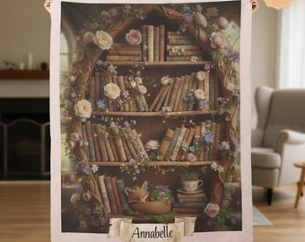 Manta de lectura personalizada con nombre personalizado, regalo para amantes de los libros, acogedora manta de sherpa, manta de lectura de terciopelo, regalo de cumpleaños, regalo de Navidad, Día de la Madre