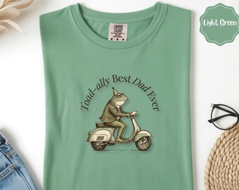 Camiseta "El mejor papá del mundo", camiseta divertida de papá rana, regalo para papá de Comfort Colors, camiseta del Día del Padre, linda camiseta de patinete de rana, papá cottagecore