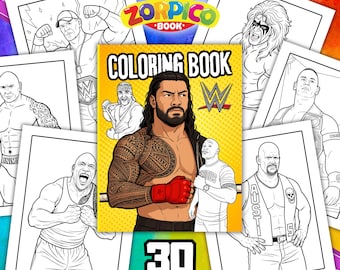 Wrestling Legends Coloring Book | 30 Pages Printable Activity (Digital Download)