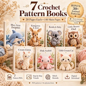 Cute Animals toy Crochet PDF Pattern Book |  140 Page Amigurumi Guide, Beginner Patterns | 40 animal Bonus | amigurumi crochet pattern