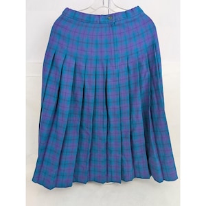 ペンドルトン ウール プリーツスカート レディース サイズ8 タータンチェック パープル ブルー グリーン