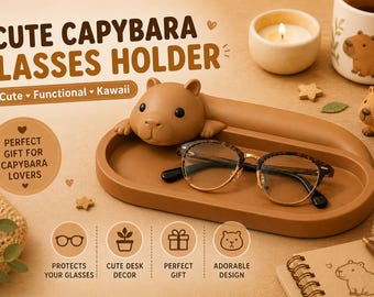 Capybara Glasses Holder Tray, Animal Desk Decor, Cozy Home Organizer