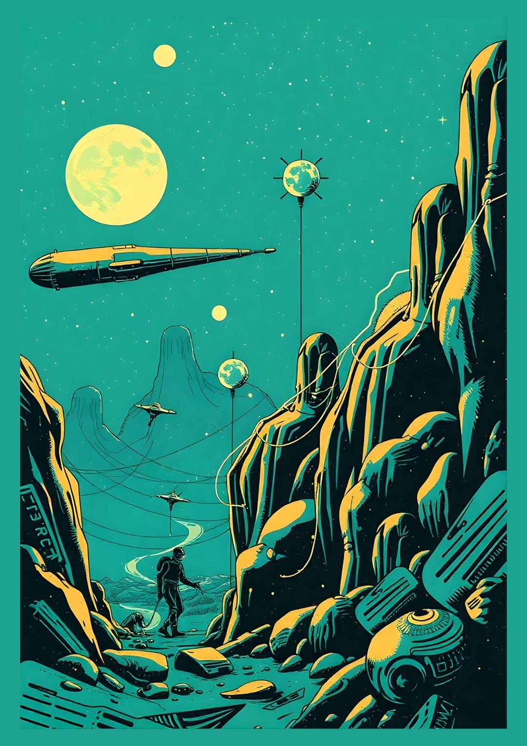 Retro Sci-fi Art Print: Vintage Space Travel Poster (digital Download ...