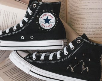 Bespoke Mountain and Stars Embroidered Converse