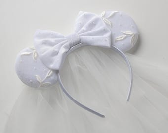 Hand Embroidered Bridal Mickey Ears