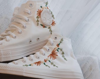 Fall' Embroidered Non-Platform Converse