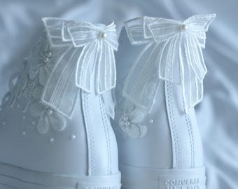 Bespoke Pearl Bridal Leather Converse