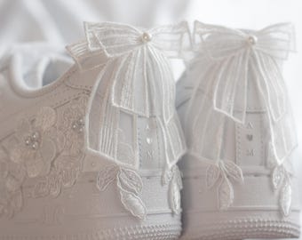 Bespoke Bridal Air Force 1 Luxury Bow Embroidered Sneakers