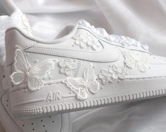 Bespoke Butterfly Air Force 1 Floral Bridal Sneakers