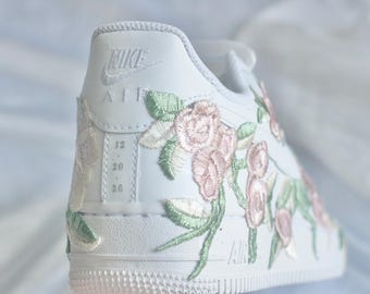 Bespoke Pastel Pink Floral AF1 Bridal Sneakers