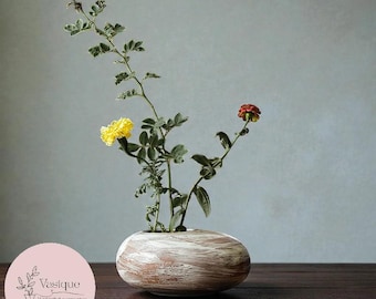 Zen Keramik Ikebana Vas | Rustik Nordisk Blomhållare | Minimalistisk Wabi-Sabi Heminredning