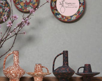 Wabi Sabi Keramikvas | Handgjord Skulpturell Dekor | Japandi Keramik för Moderna Hem