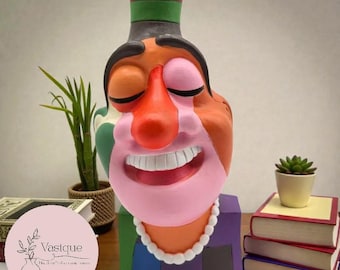 Kreativ clownansiktevas | Färgglad hartskonstskulptur | Udda blomhållare för heminredning