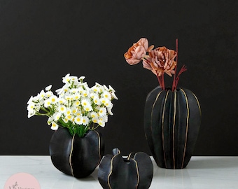 Modern europeisk keramikvas | Minimalistisk svart skulptural vas | Modern heminredningsvas för vardagsrum eller bordsdekoration