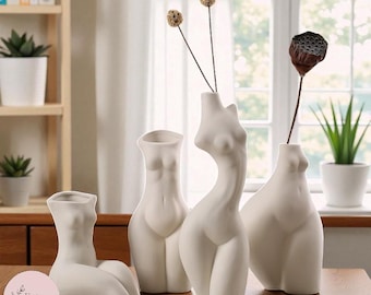 Modern kroppskonstvas i keramik | Skulptural människoformad vas | Skandinavisk heminredning