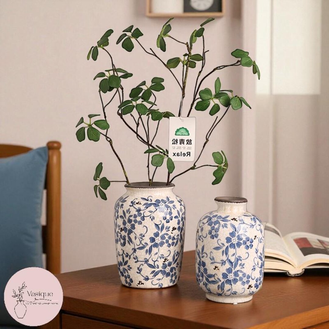 青と白の陶器花瓶 Joyye による魅力的な青と白の陶器の花瓶コレクション 工芸品