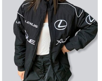 Vintage 90s Lexus Racing Jacket | Black Full Zip Windbreaker