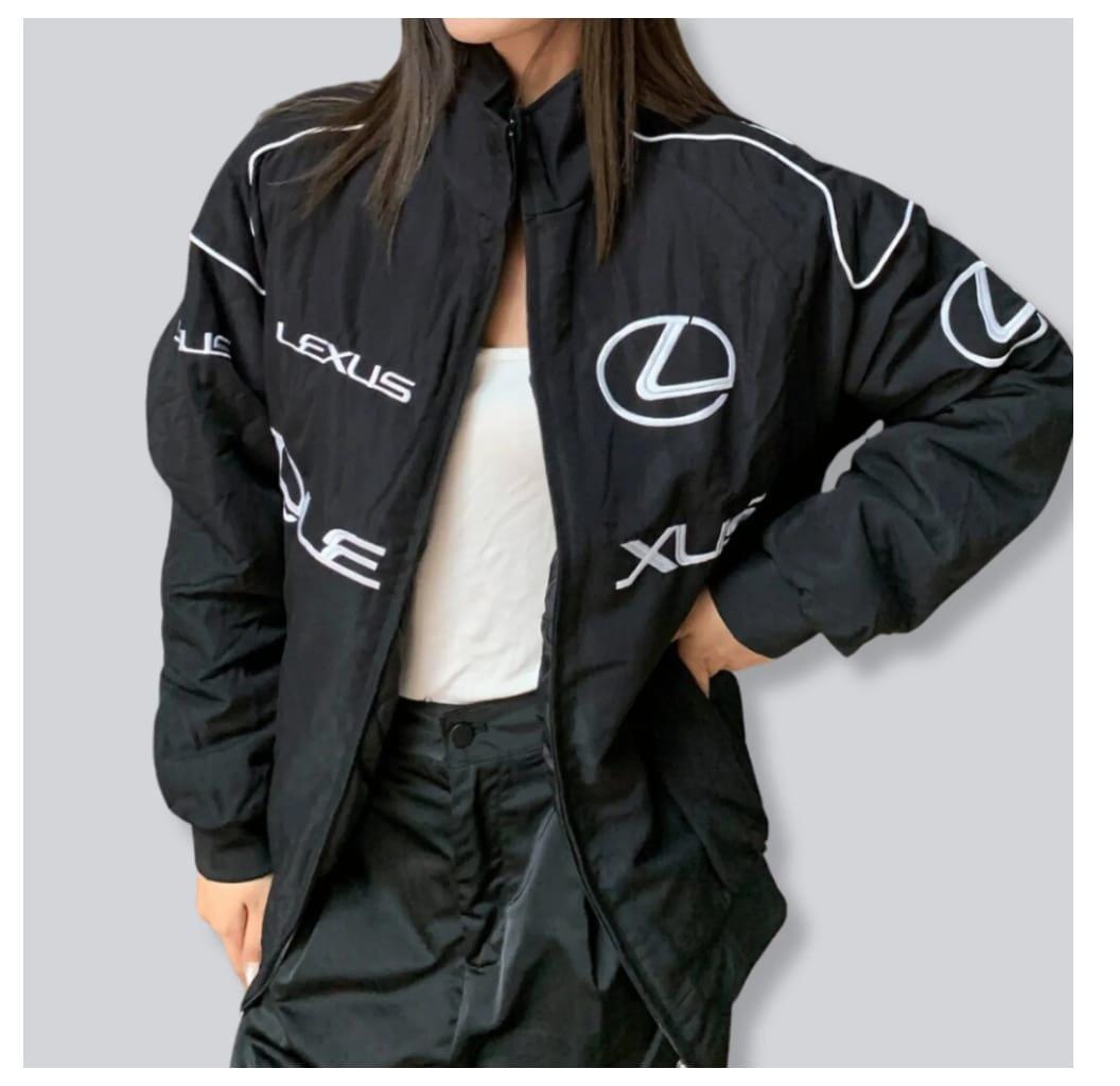Vintage 90s Lexus Racing Jacket | Black Full Zip Windbreaker