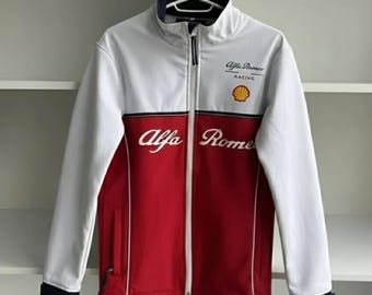 Alfa Romeo Racing Team Jacket, White Red Softshell Bomber, F1 Motorsport Streetwear