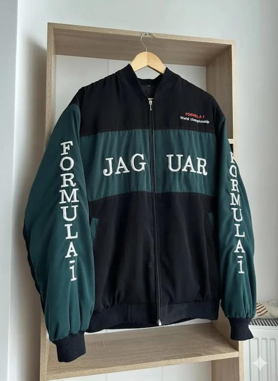 Vintage Jaguar Racing F1 Jacket, Green Black Motorsport Bomber