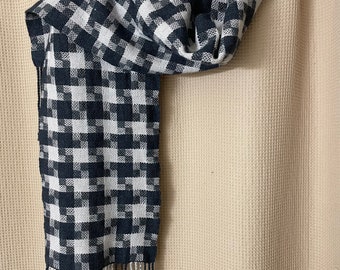 Salt and Pepper Handwoven Scarf in Wool and Silk