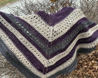 A Triangular Hand Knitted Shawl.